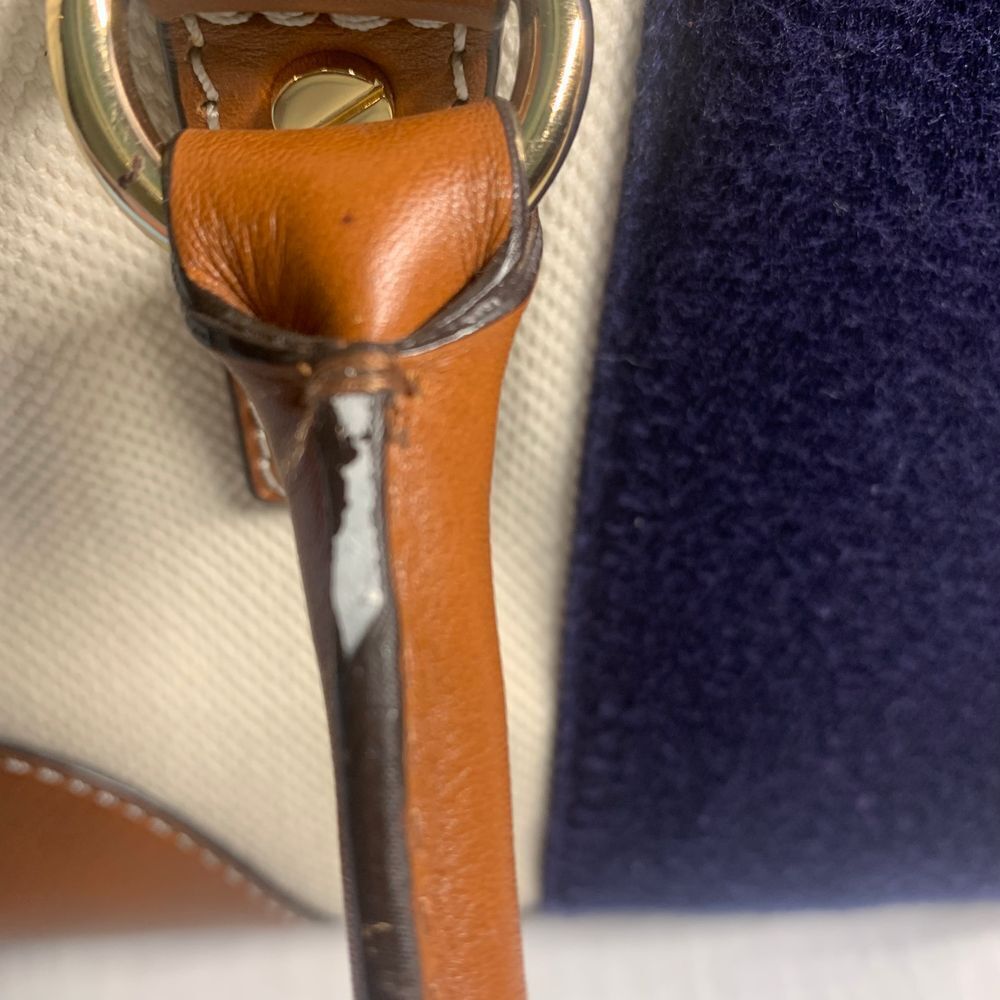 Michael Kors Hamilton Satchel Navy and Cream Stripe Canvas/Leather Shoulder Bag - Picture 14 of 16
